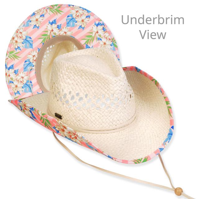 sun n sand Women's Ivory Paper Straw Western Brim 3.5