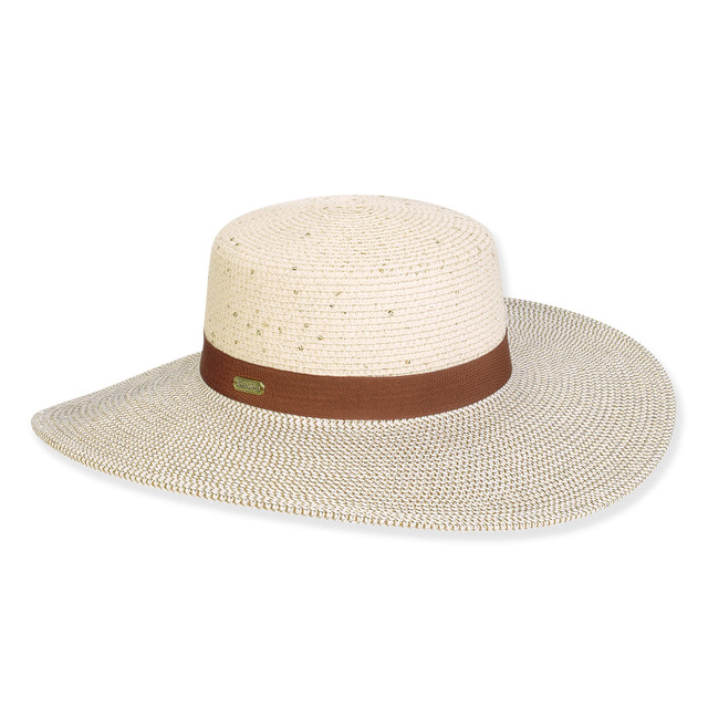 sun n sand Women's Ivory Paperbraid Flat Top Floppy Brim 4