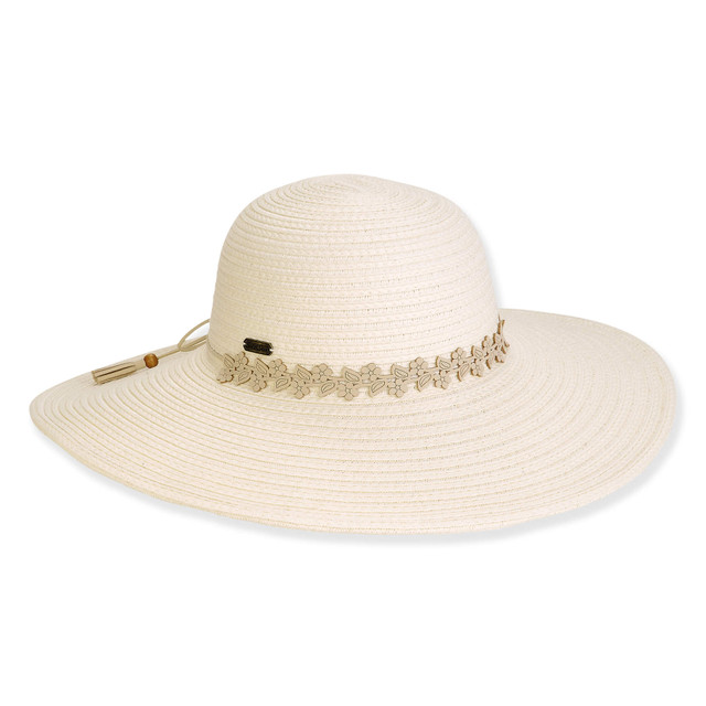 sun n sand Women's Ivory Paperbraid Floppy Brim 4.5