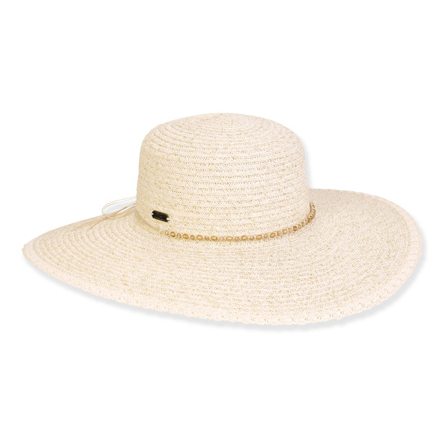 sun n sand Women's Ivory Paperbraid Floppy Brim 4.5
