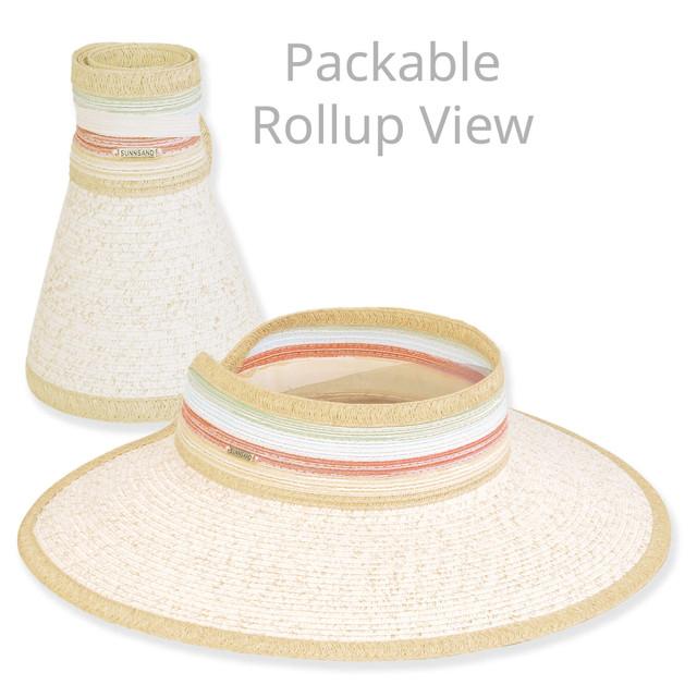 sun n sand Women's Ivory Paperbraid/Poly Braid Visor Brim 4