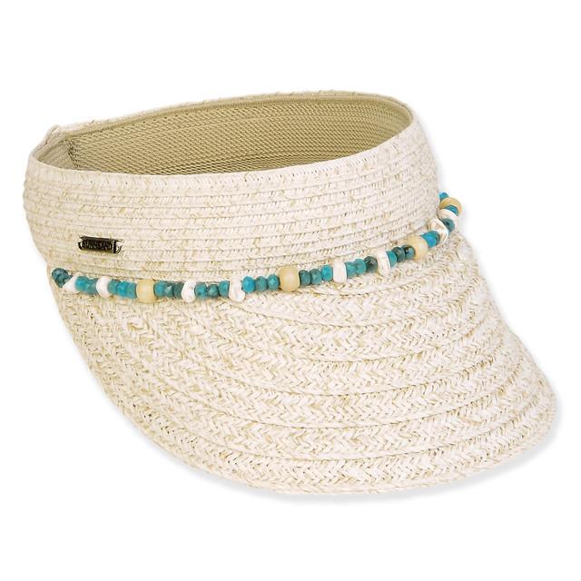 sun n sand Women's Ivory Paperbraid Visor Brim 3.25
