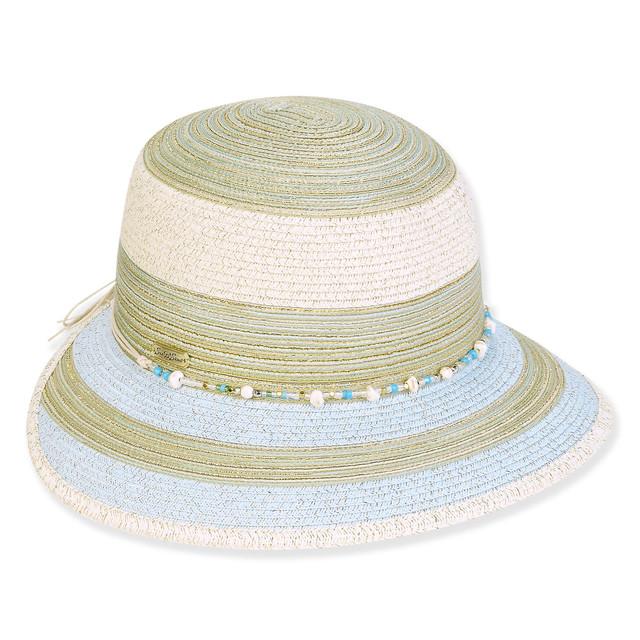 sun n sand Women's Light Blue Paperbraid/Poly Braid Backless Brim 3