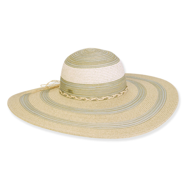 sun n sand Women's Light Green Paperbraid Floppy Brim 5.5