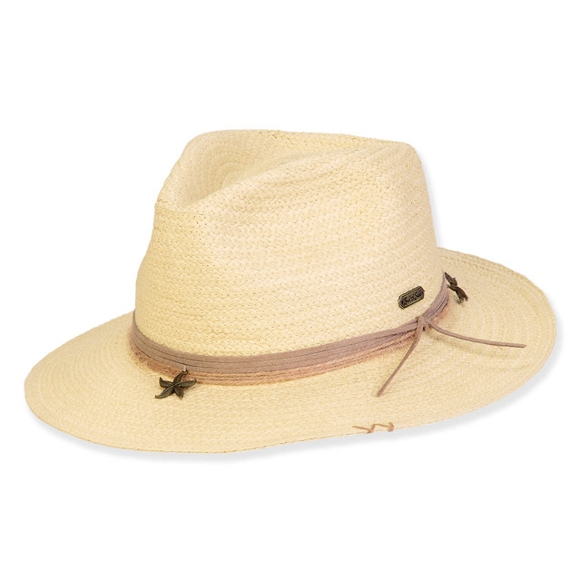 sun n sand Women's Neutral Paper Straw Fedora Brim 2.5