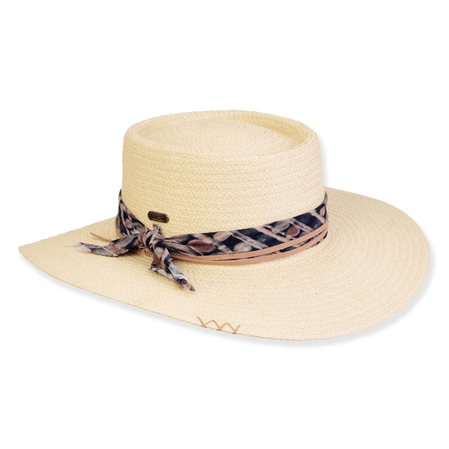 sun n sand Women's Neutral Paper Straw Gambler Brim 3.75