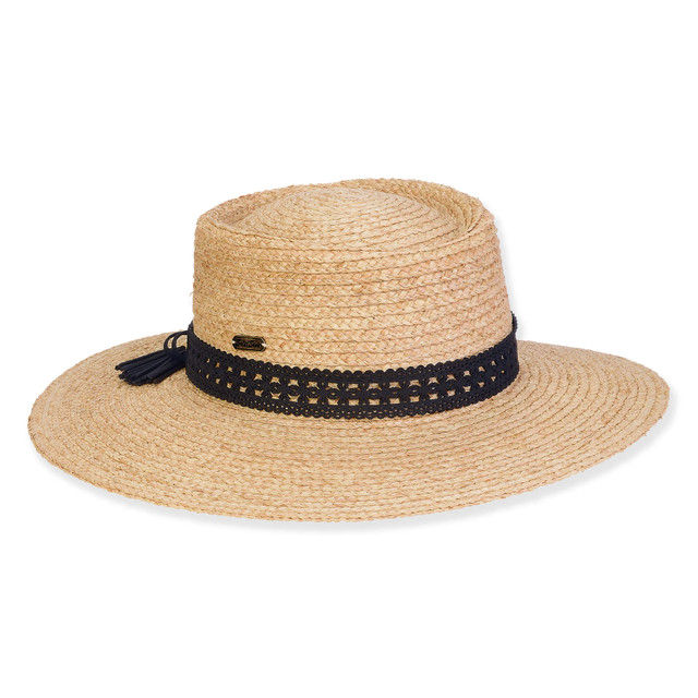 sun n sand Women's Neutral Raffia Gambler Brim 3.25
