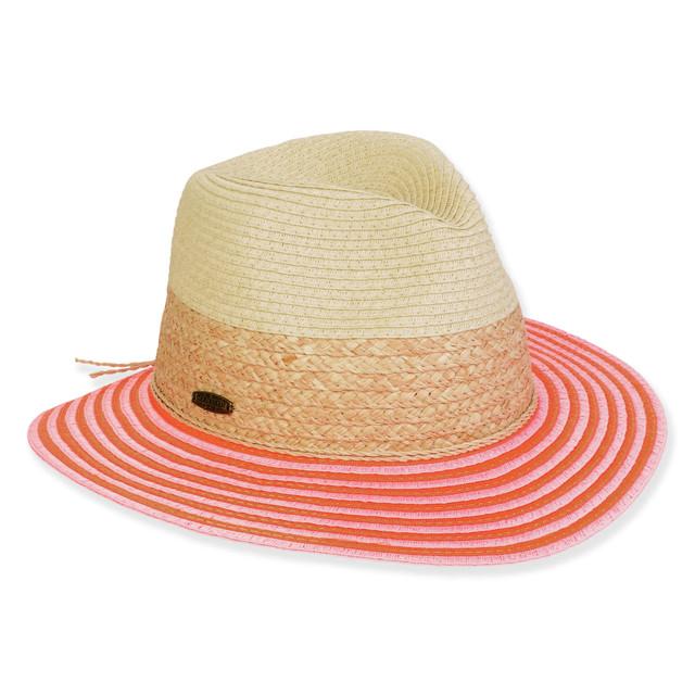 sun n sand Women's Pink 40% Raffia/60% Paperbraid Safari Brim 2.5