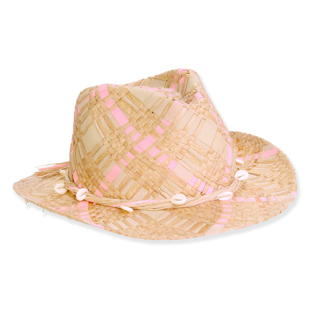 sun n sand Women's Pink 80% Raffia/20% Polyester Fedora Brim 2.5