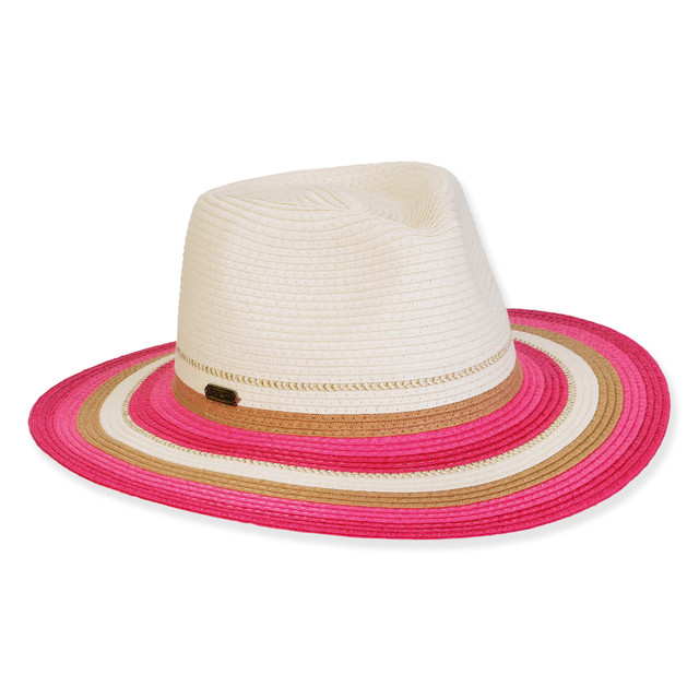 sun n sand Women's Pink Multi Paperbraid Safari Brim 3.5
