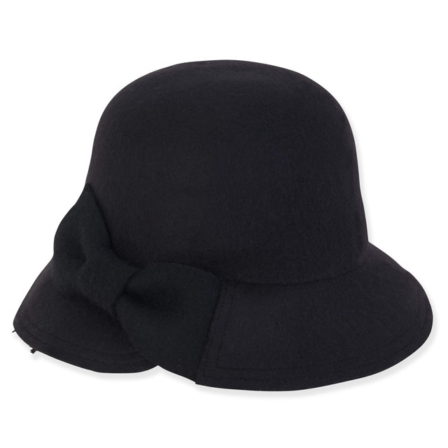 sun n sand Women's Soft Wool Cloche Self Bow Trim | AD1499