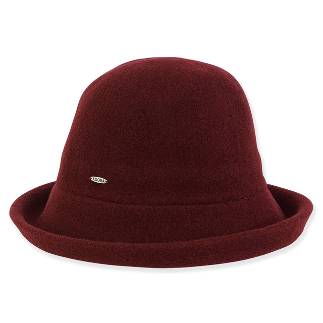 Sun N Sand Women's Soft Wool Cloche Up-Brim Faux Suede Trim | AD1435