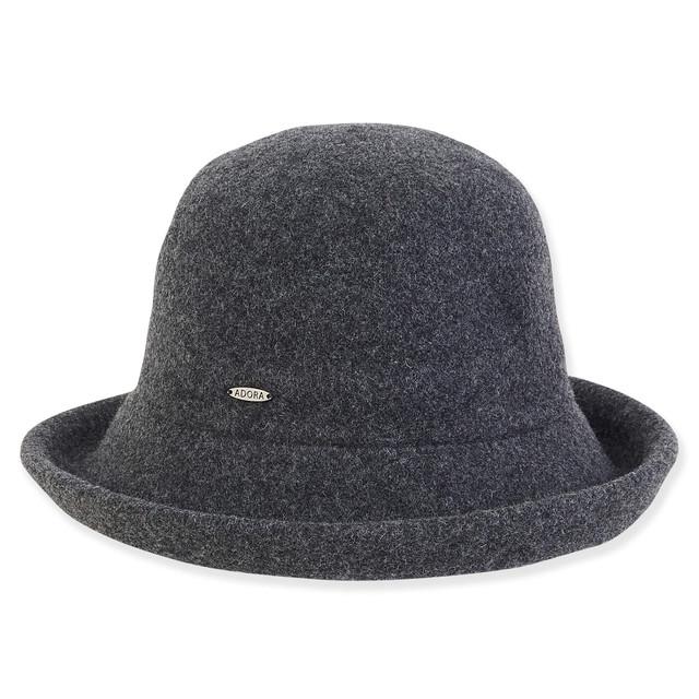 sun n sand Women's Soft Wool Cloche Up-Brim Faux Suede Trim | AD1435