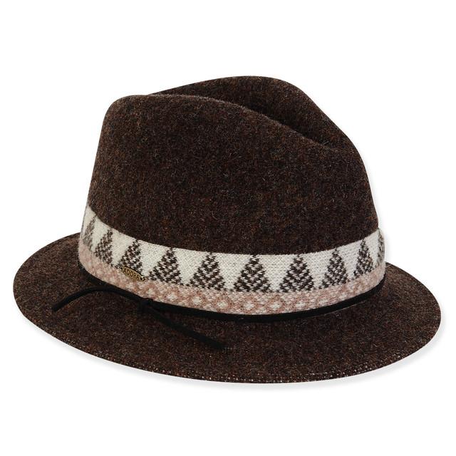 Sun N Sand Women's Soft Wool Fedora Faux Suede Trim | AD1457