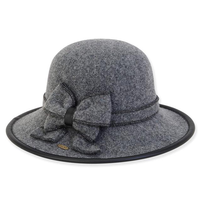 sun n sand Women's Soft Wool Floppy Self Bow Faux Leather Trim | AD1437 sun n sand Women's Soft Wool Floppy Self Bow Faux Leather Trim | AD1437