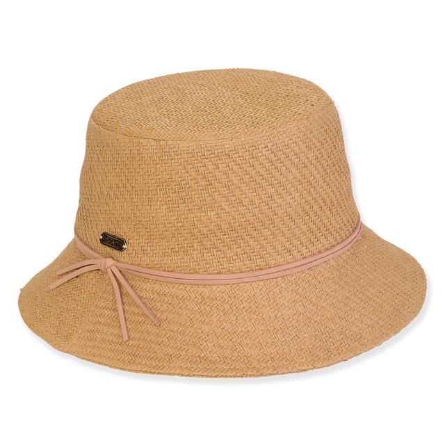 sun n sand Women's Tan Paper Straw Bucket Brim 2.75