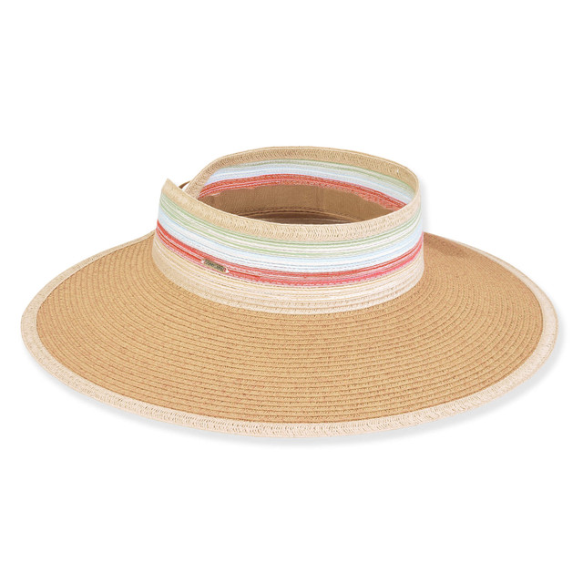Sun N Sand Women's Tan Paperbraid/Poly Braid Visor Brim 4