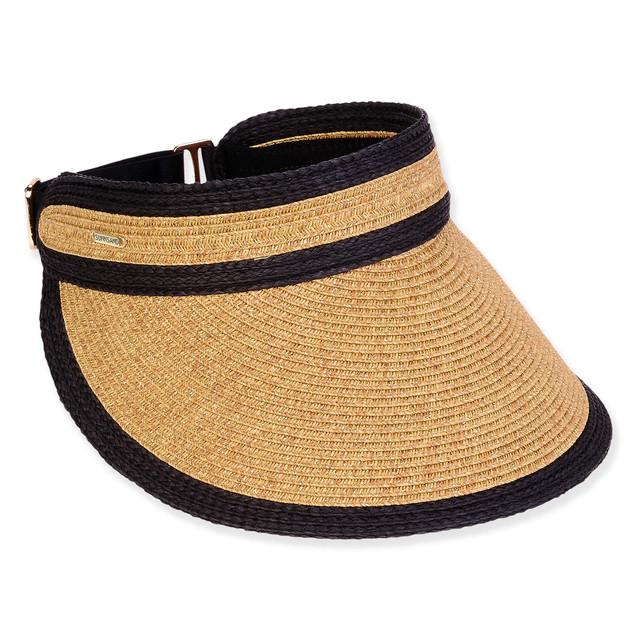 sun n sand Women's Tan Paperbraid (with Lurex) Metallic Visor Brim 4.5