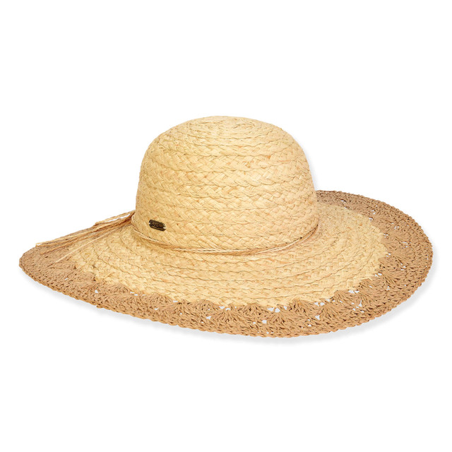 sun n sand Women's Tan Raffia /Paper Straw Floppy Brim 4.75