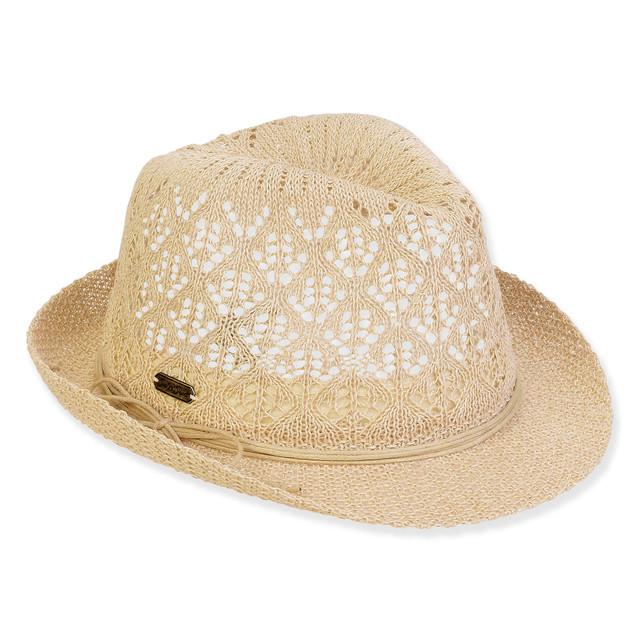 sun n sand Women's Taupe Polyester Fedora Brim 1.75