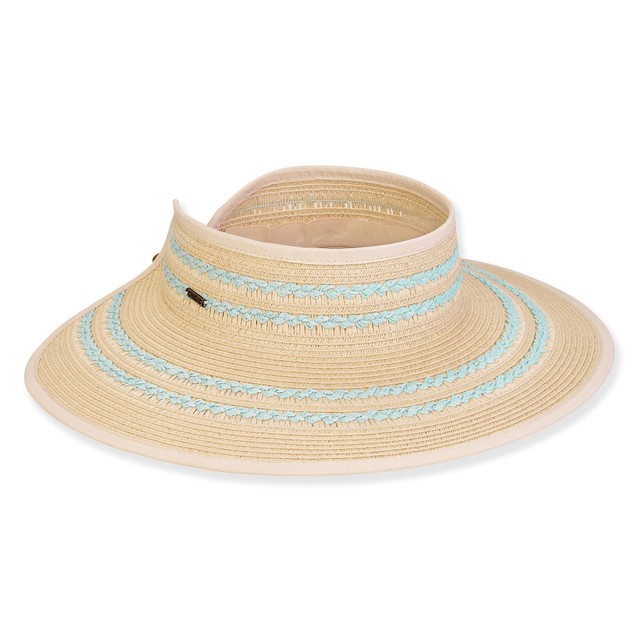 Sun N Sand Women's Turquoise Paperbraid Visor Brim 4