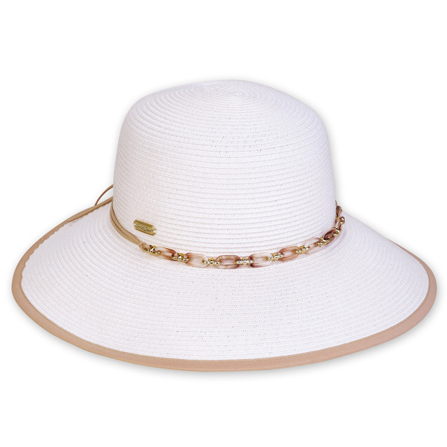 sun n sand Women's White Paperbraid Backless Brim 4