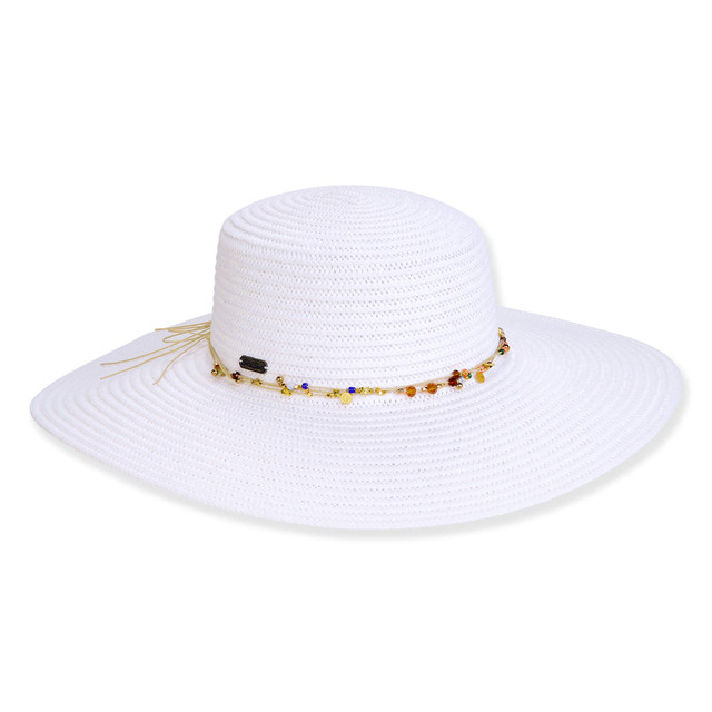 sun n sand Women's White Paperbraid Floppy Brim 4.5