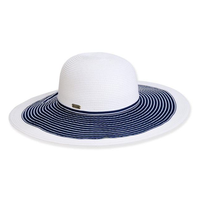 sun n sand Women's White Paperbraid/Ribbon Floppy Brim 4.5