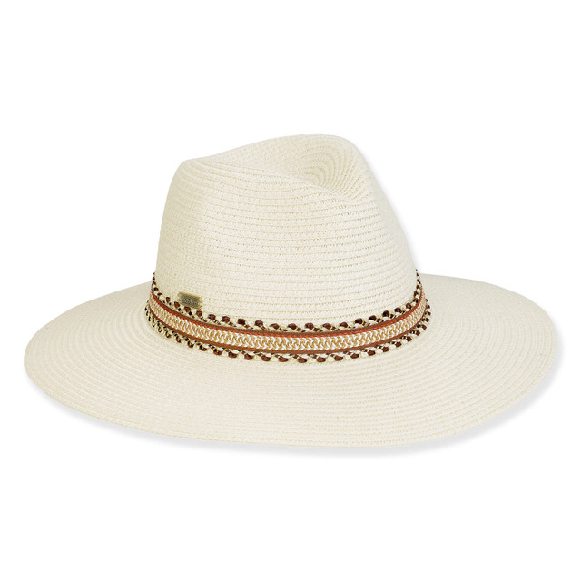 sun n sand Women's White Paperbraid Safari Brim 3.5