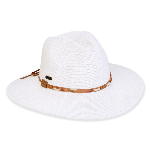 sun n sand Women's White Paperbraid Safari Brim 3.5