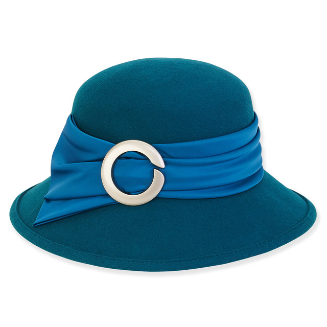 Sun N Sand Women's Wool Felt Bucket Satin Trim With Metallic Buckle | AD1413