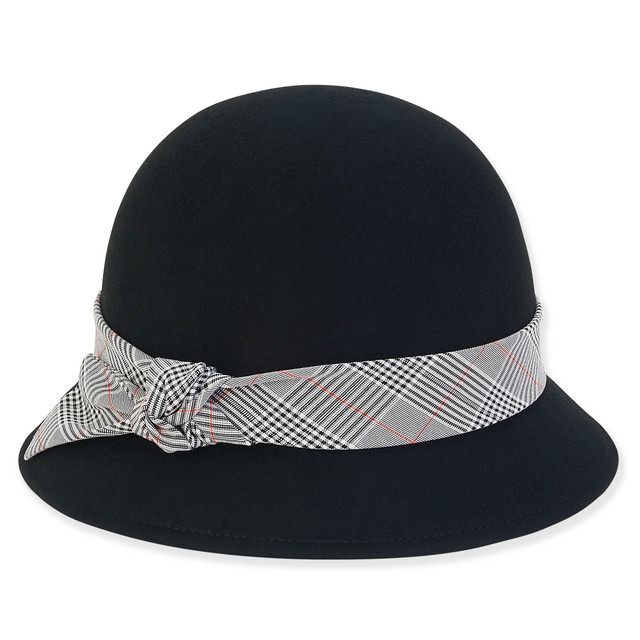 sun n sand Women's Wool Felt Cloche Plaid Trim | AD1520
