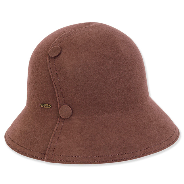 Sun N Sand Women's Wool Felt Cloche Self Color Button Trim | AD1411