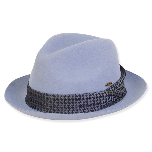 Sun N Sand Women's Wool Felt Fedora Hounds Tooth Satin Trim | AD1505