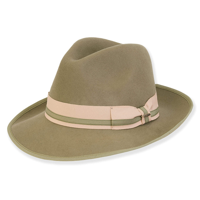 Sun N Sand Women's Wool Felt Fedora Two Tone Ribbon Trim | AD1522