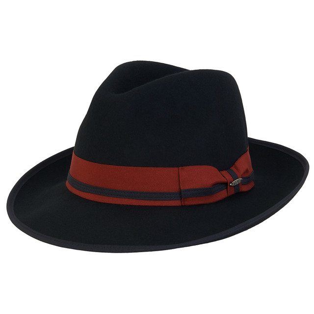 sun n sand Women's Wool Felt Fedora Two Tone Ribbon Trim | AD1522