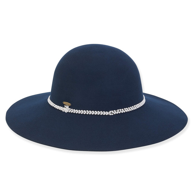 Sun N Sand Women's Wool Felt Floppy Faux Pearl Trim | AD1533