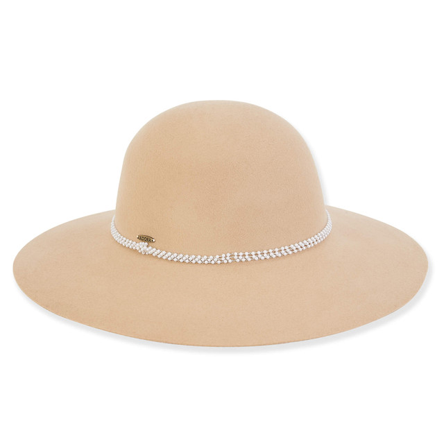 sun n sand Women's Wool Felt Floppy Faux Pearl Trim | AD1533 sun n sand Women's Wool Felt Floppy Faux Pearl Trim | AD1533