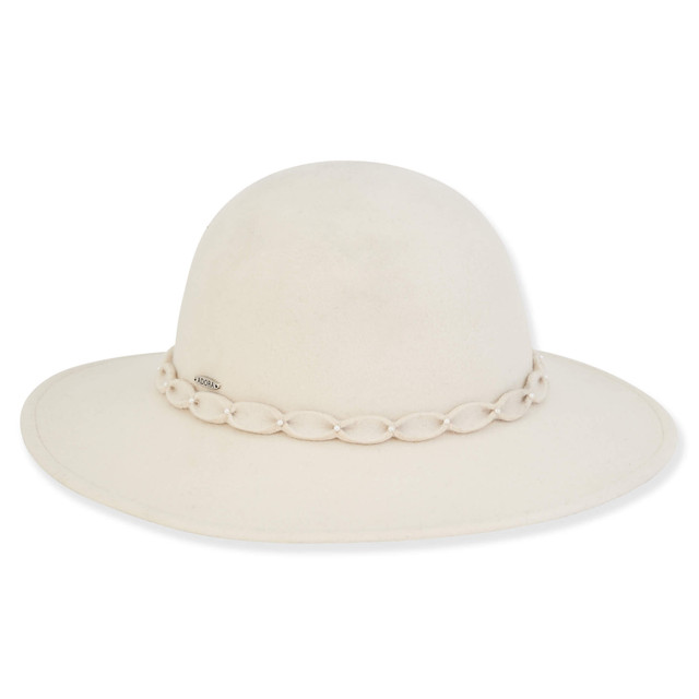 Sun N Sand Women's Wool Felt Floppy Self Pearl Trim | AD1524
