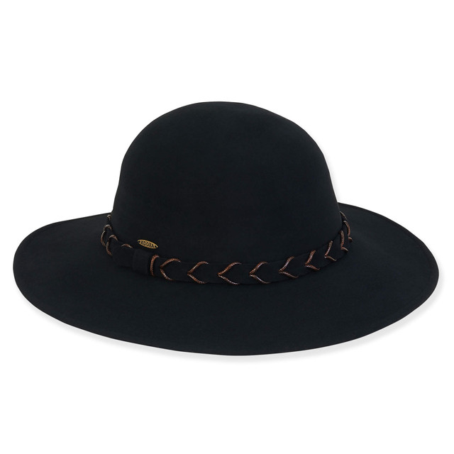 sun n sand Women's Wool Felt Floppy Self Wax Cord Trim | AD1383 sun n sand Women's Wool Felt Floppy Self Wax Cord Trim | AD1383