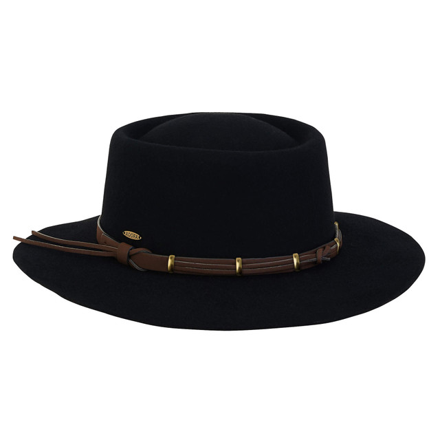 sun n sand Women's Wool Felt Gambler Faux Leather Trim | AD1389