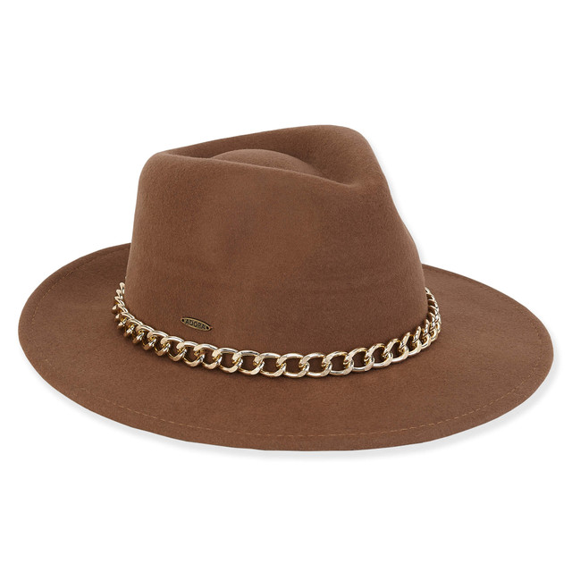 Sun N Sand Women's Wool Felt Safari Gold Chain Trim | AD1395