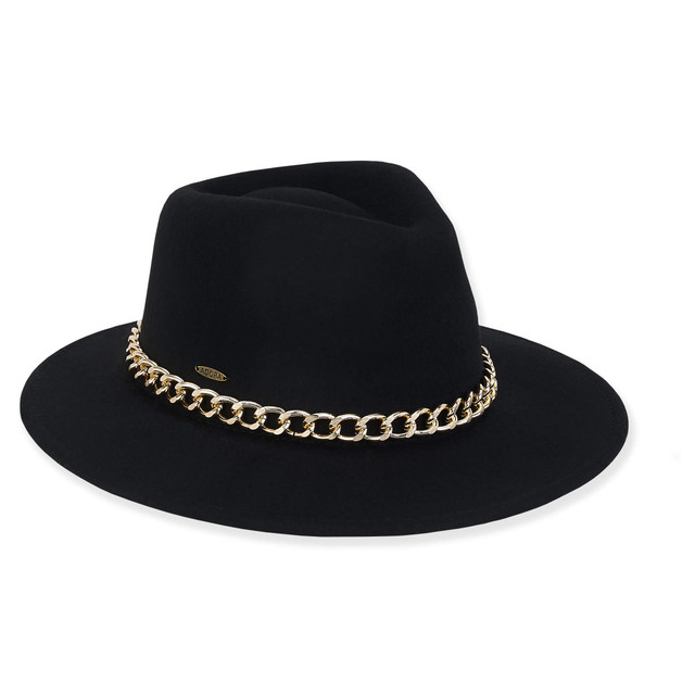 sun n sand Women's Wool Felt Safari Gold Chain Trim | AD1395