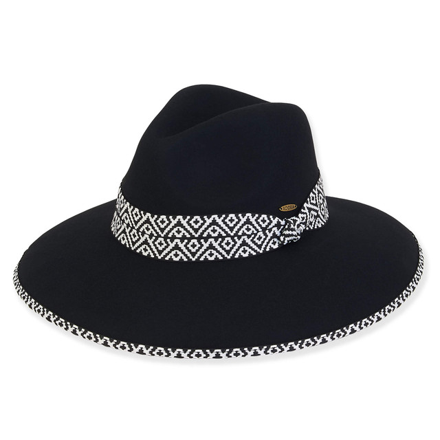 sun n sand Women's Wool Felt Safari Ribbon Edge Trim | AD1402 A