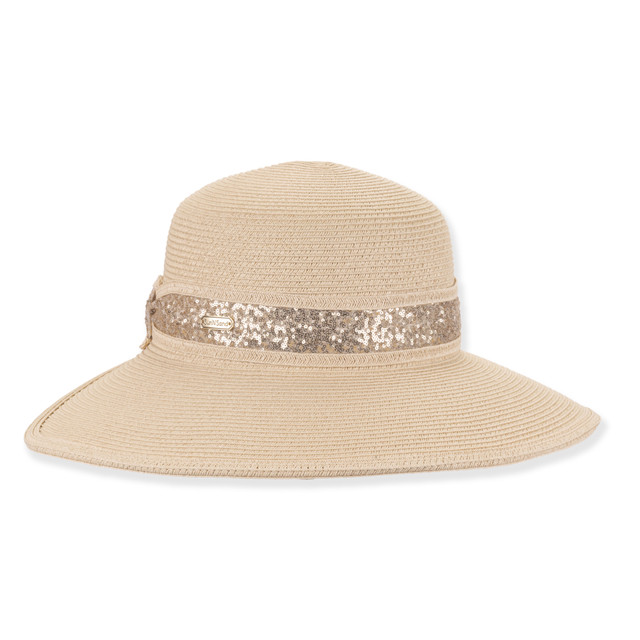 sun n sand Womens Backless Hat | Adjustable | UPF 50+ | Metallic Sequins | Sun N Sand | HH3488
