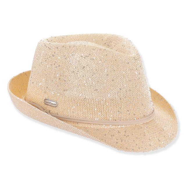 sun n sand Womens Fedora Hat | Adjustable | UPF 50+ | Metallic Sequins | Sun N Sand | HH3567