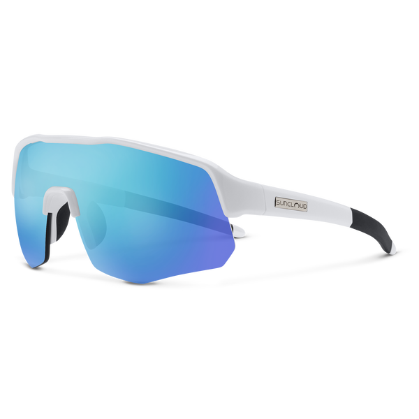 suncloud Cadence - Sale White + Polarized Blue Mirror Lens