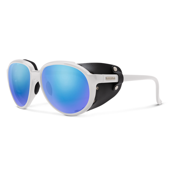suncloud Glacier - Sale White + Polarized Blue Mirror Lens