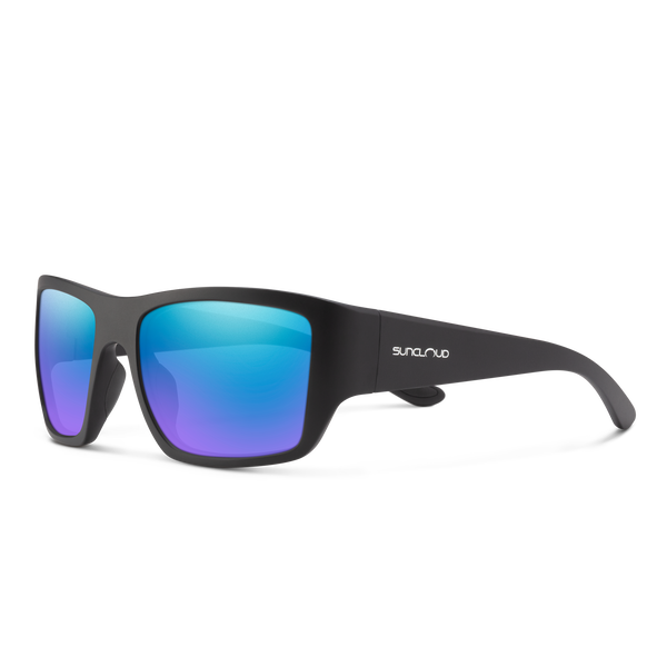 suncloud Sculpin Matte Black + Polarized Blue Mirror Lens