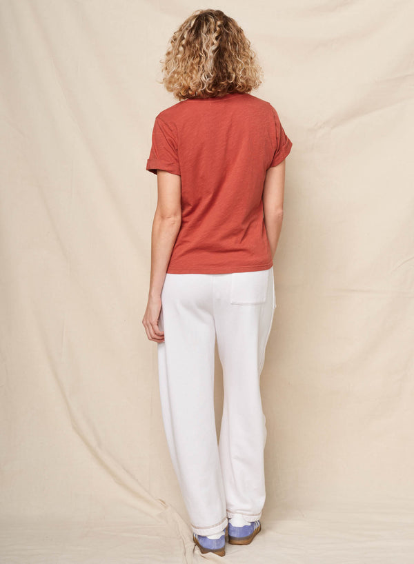 Sundry Sundry Bonfire Rolled Sleeve Tee In Burnt Brick
